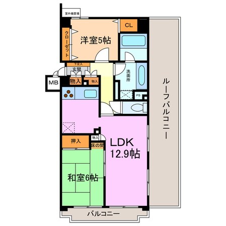 ロイヤルコンフォート日進８０６号室の物件間取画像